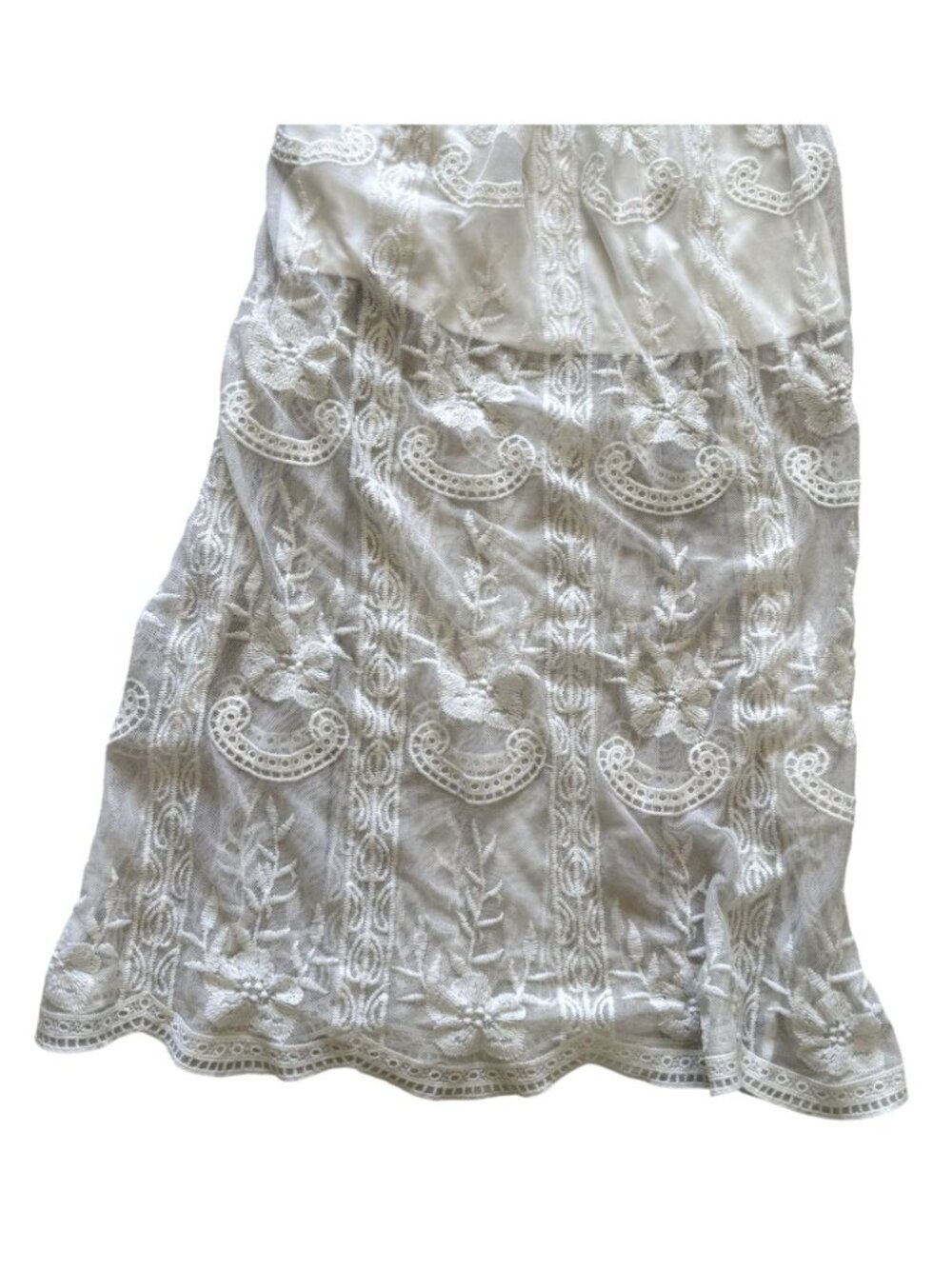 Rebellion Again White Lace Sheer Maxi Dress Lace Spaghetti Straps Lace Size M - Picture 3 of 6